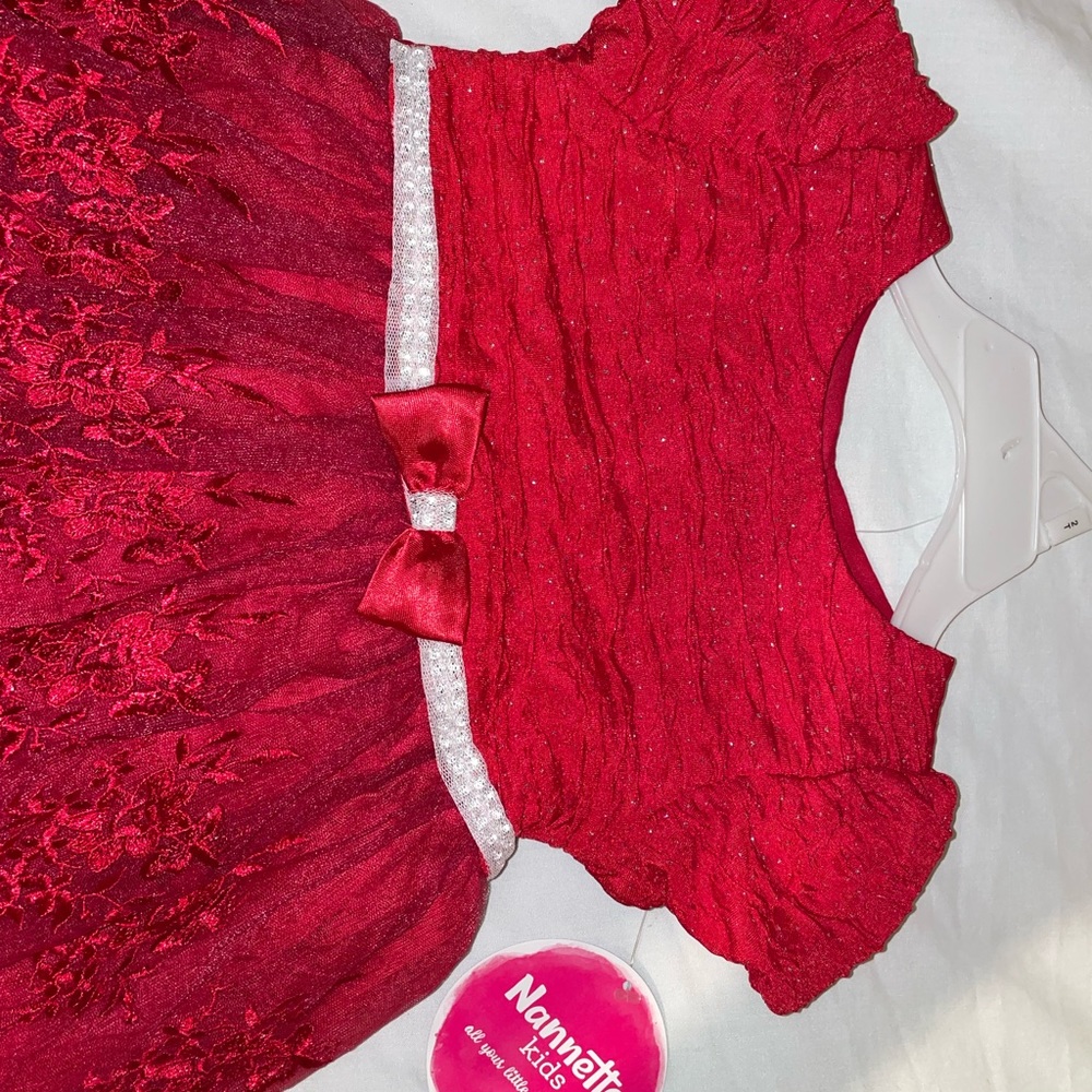 New Toddler/Baby Girl 2T Red & Silver Christmas/Holiday Dress - Picture 6 of 7